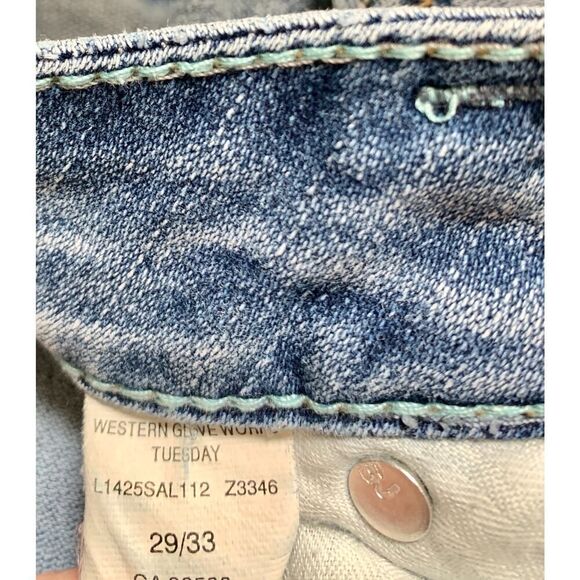 VTG y2k 90s 2000 Silver Tuesday Jeans Western Glove Works Low Rise Flare Boot 28 - Picture 9 of 16